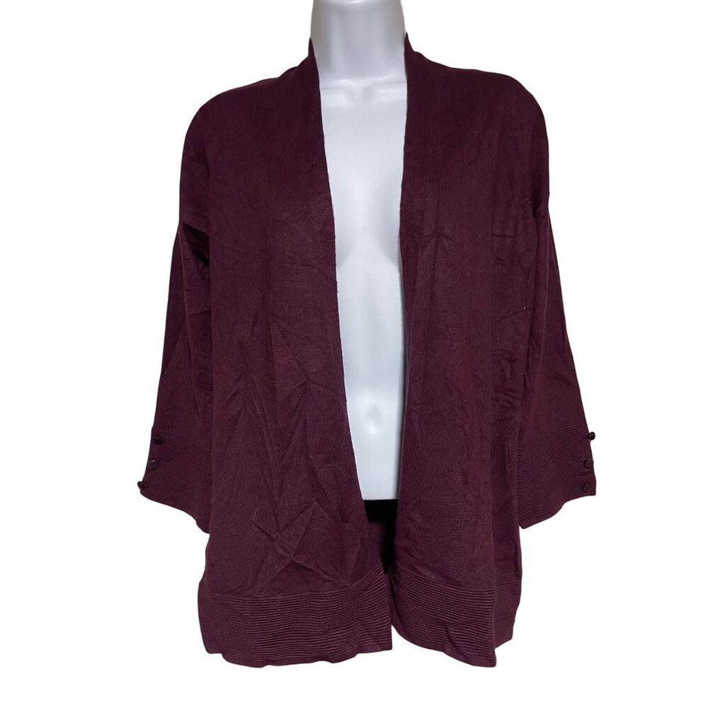 Evolution By Cyrus Open Front Cardigan Womens M 3/4 Sleeve